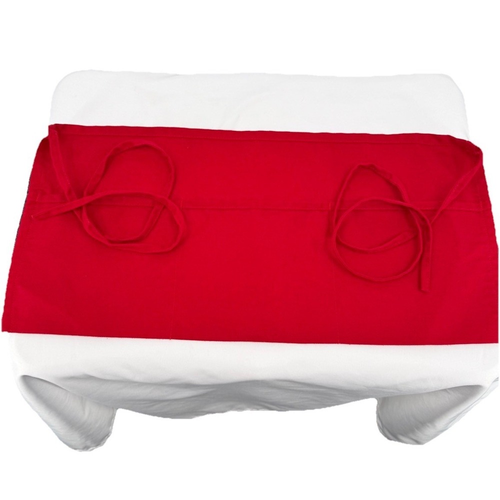6 Pack Short Waist Aprons 3 Pockets‎ - Red Waitress Waiter Server Gently Used